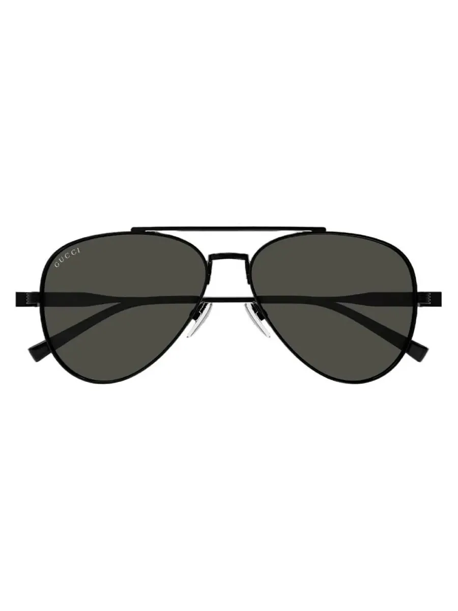 Мужские солнцезащитные очки Gucci Grey Pilot GG1874S 001 57 — изображение 1 из 4, черный