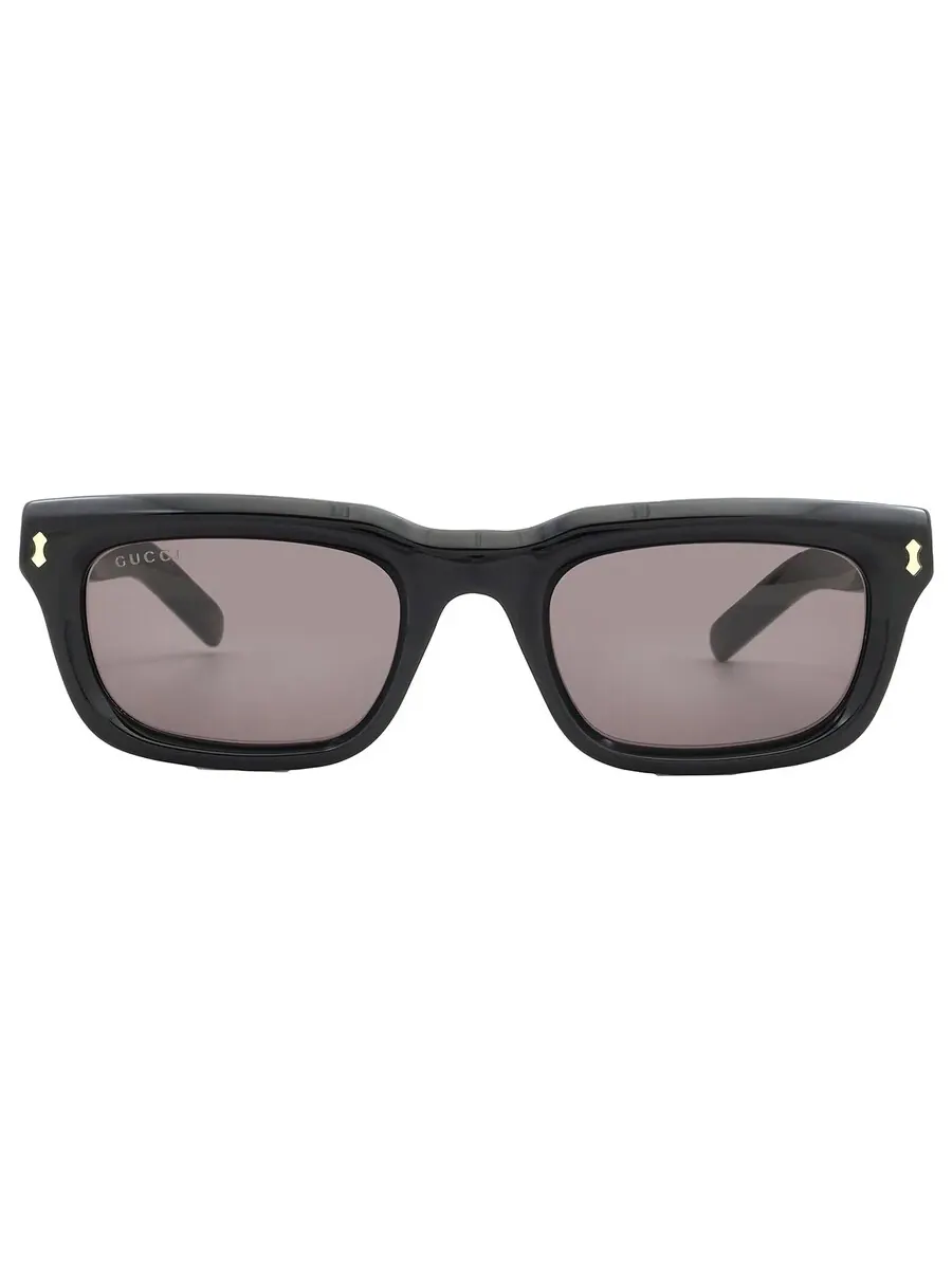 Серые мужские прямоугольные солнцезащитные очки Gucci GG1524S 001 51 — изображение 1 из 6, черный