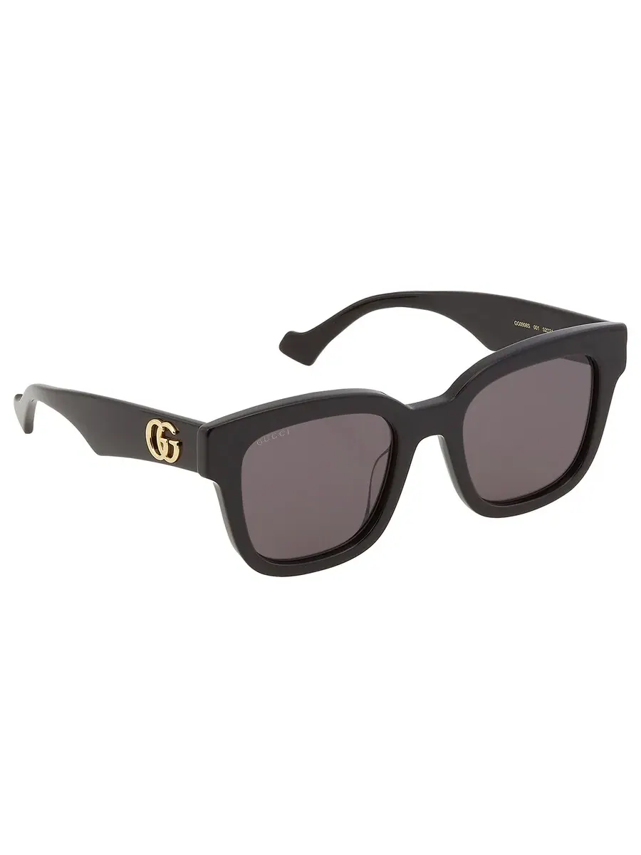 Женские солнцезащитные очки Gucci серого квадратного цвета GG0998S 001 52 — изображение 3 из 5, черный