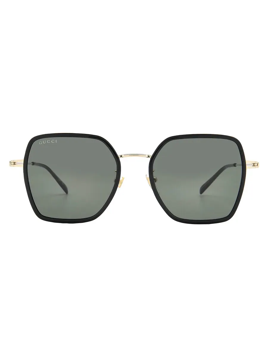 Женские солнцезащитные очки Gucci Grey Square GG1850SA 001 53, черный/золотой — изображение 1 из 5, черный/золотистый
