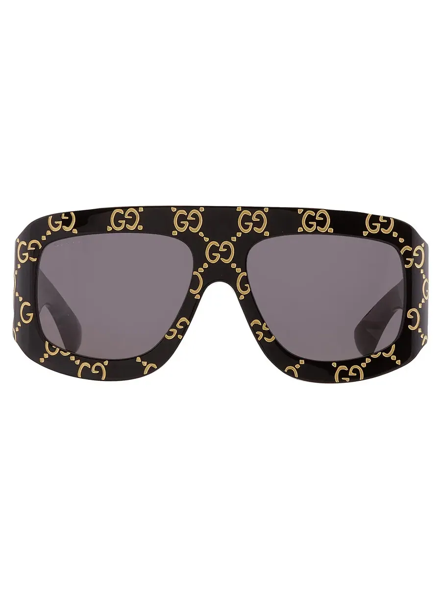 Мужские солнцезащитные очки Gucci Grey Square GG0983S 004 59 — изображение 1 из 6, черный