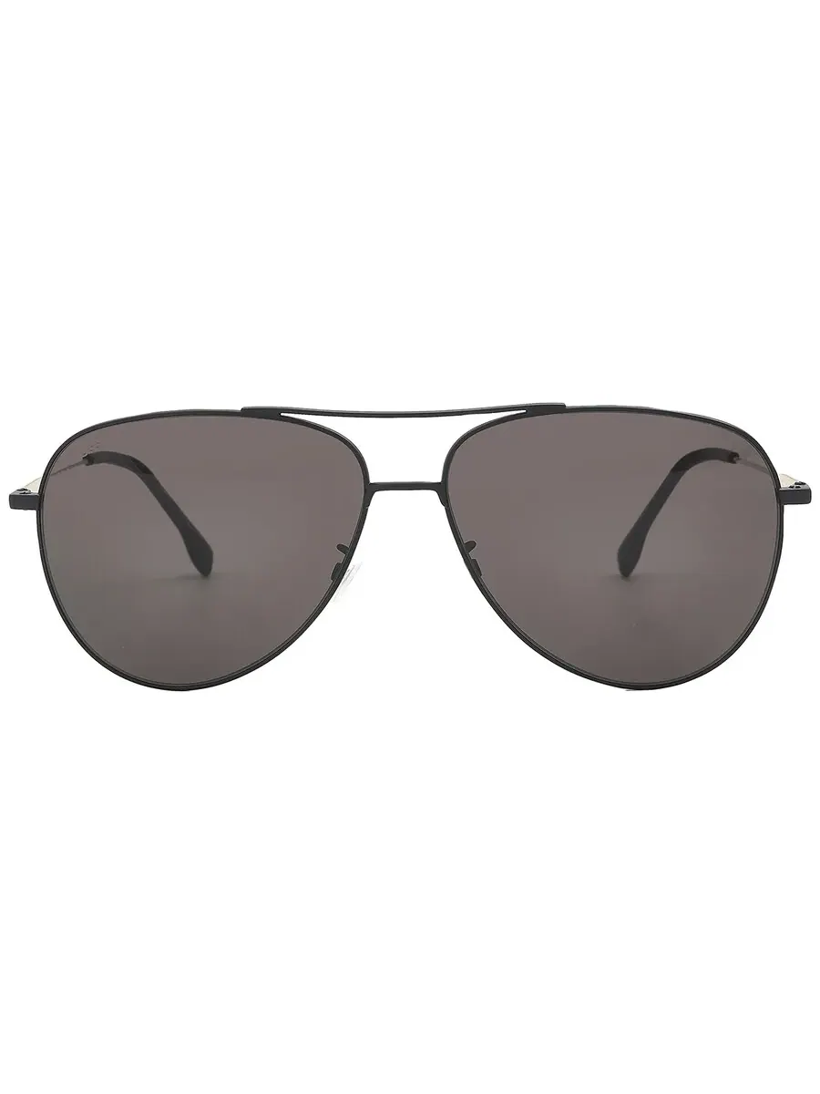 Мужские солнцезащитные очки Hugo Boss серого цвета "пилот" BOSS 1558/O/F/S 0I46/IR 63, черный/золотой — изображение 1 из 6