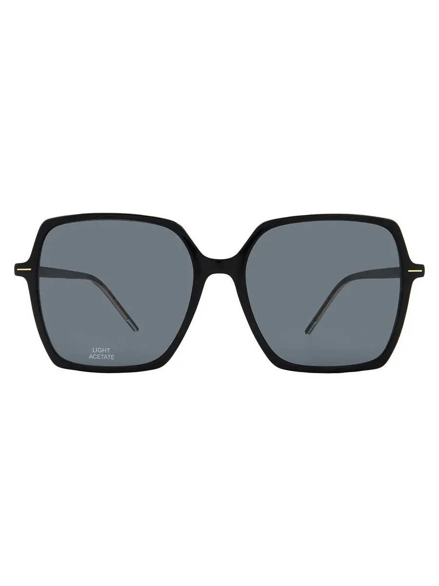 Женские солнцезащитные очки Hugo Boss Grey Square BOSS 1524/S 0807/IR 57 — изображение 1 из 5, черный