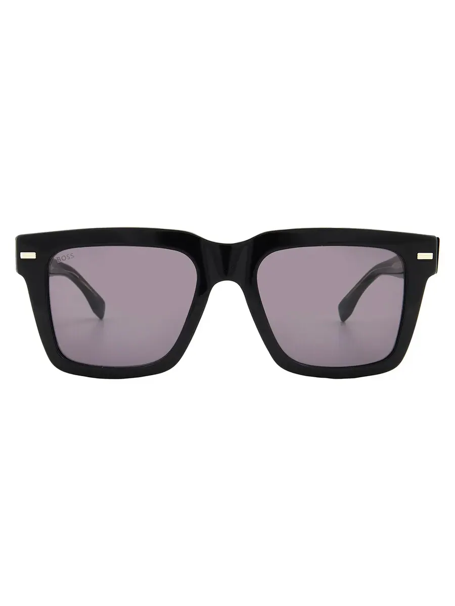 Солнцезащитные очки Hugo Boss Grey Square для мужчин BOSS 1442/S 0807/IR 53 — изображение 1 из 5, черный