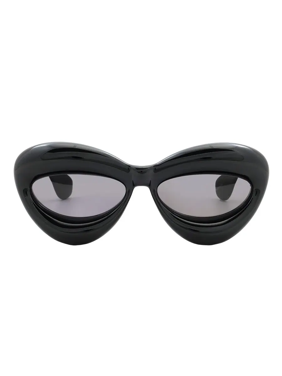 Серые женские солнцезащитные очки Loewe Cat Eye LW40097I 01A 55 — черный