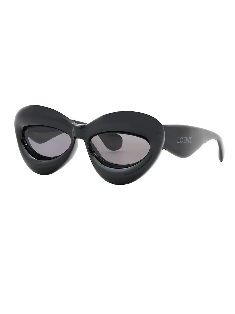 Серые женские солнцезащитные очки Loewe Cat Eye LW40097I 01A 55 — изображение 3 из 5, черный