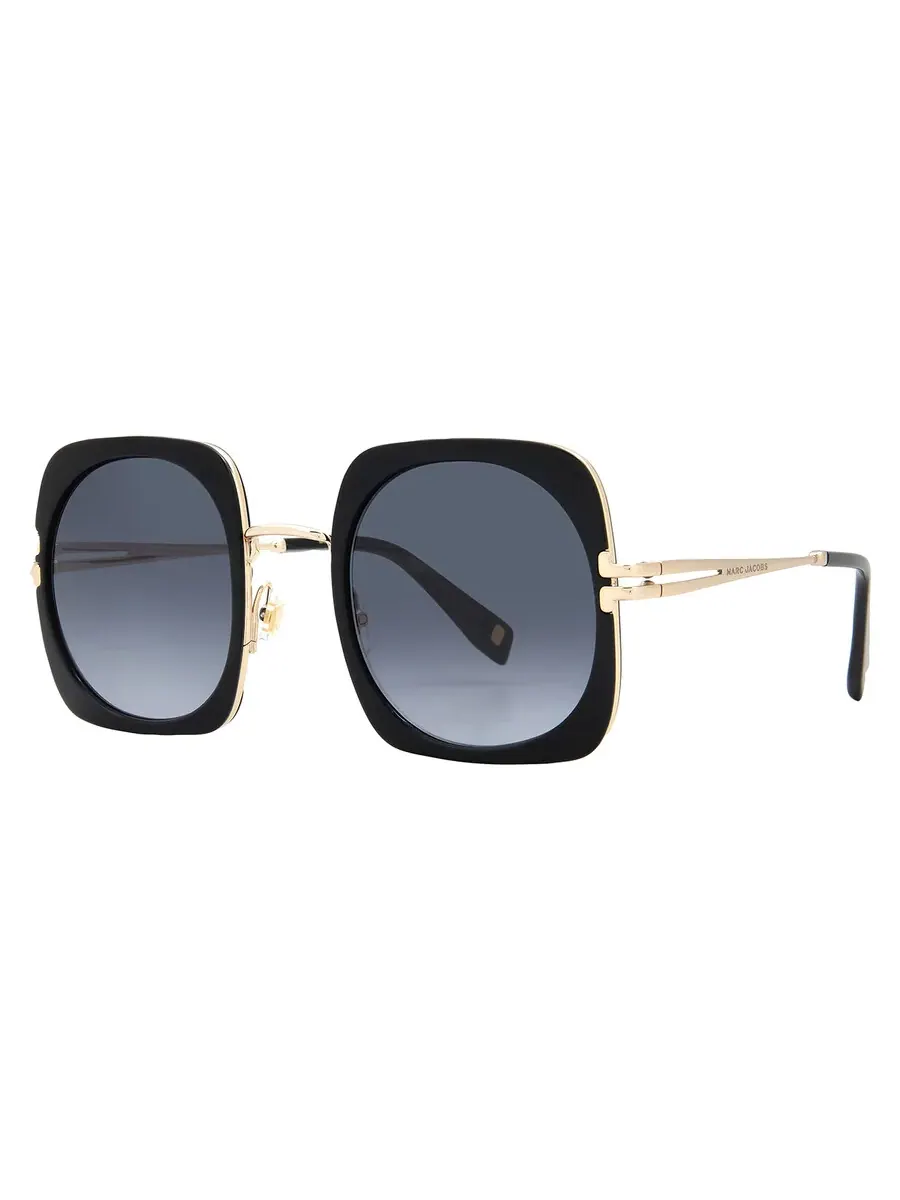 Женские солнцезащитные очки Marc Jacobs серые градиентные квадратные MJ 1101/S 0807/9O 53, черный/золотой, черный/золотистый