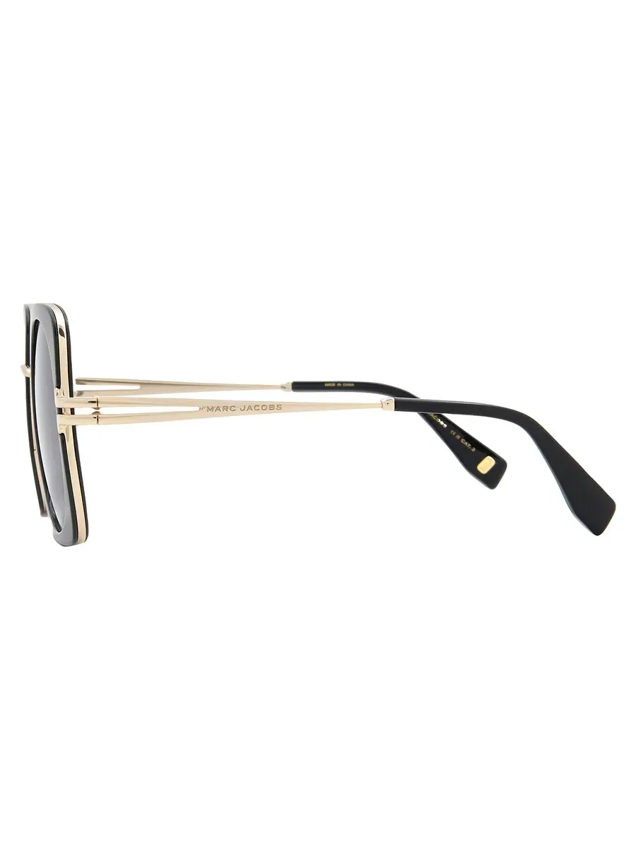 Женские солнцезащитные очки Marc Jacobs серые градиентные квадратные MJ 1101/S 0807/9O 53, черный/золотой, черный/золотистый