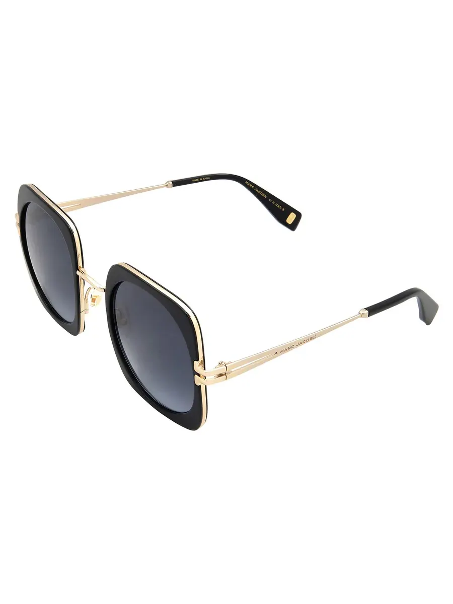 Женские солнцезащитные очки Marc Jacobs серые градиентные квадратные MJ 1101/S 0807/9O 53, черный/золотой, черный/золотистый