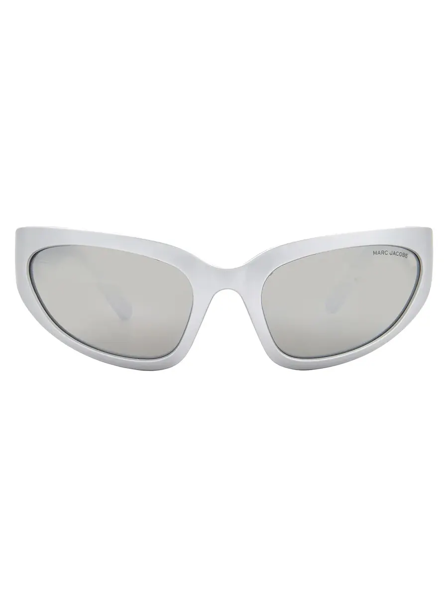 Женские солнцезащитные очки Marc Jacobs Silver Flash Mirror Wrap MARC 738/S 079D/T4 61 — изображение 1 из 5, серебряный