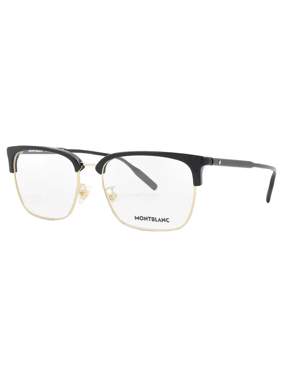 Мужские очки Montblanc Demo Square MB0199OA 006 56, черный/золотой — изображение 2 из 4, черный/золотистый