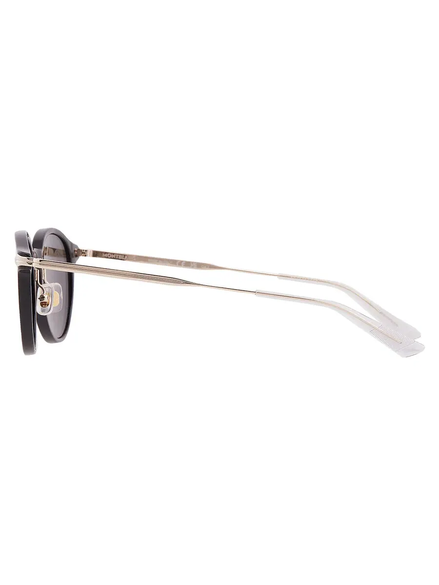 Серые мужские солнцезащитные очки Montblanc круглые MB0362S 001 49, черный/золотой — изображение 4 из 4, черный/золотистый