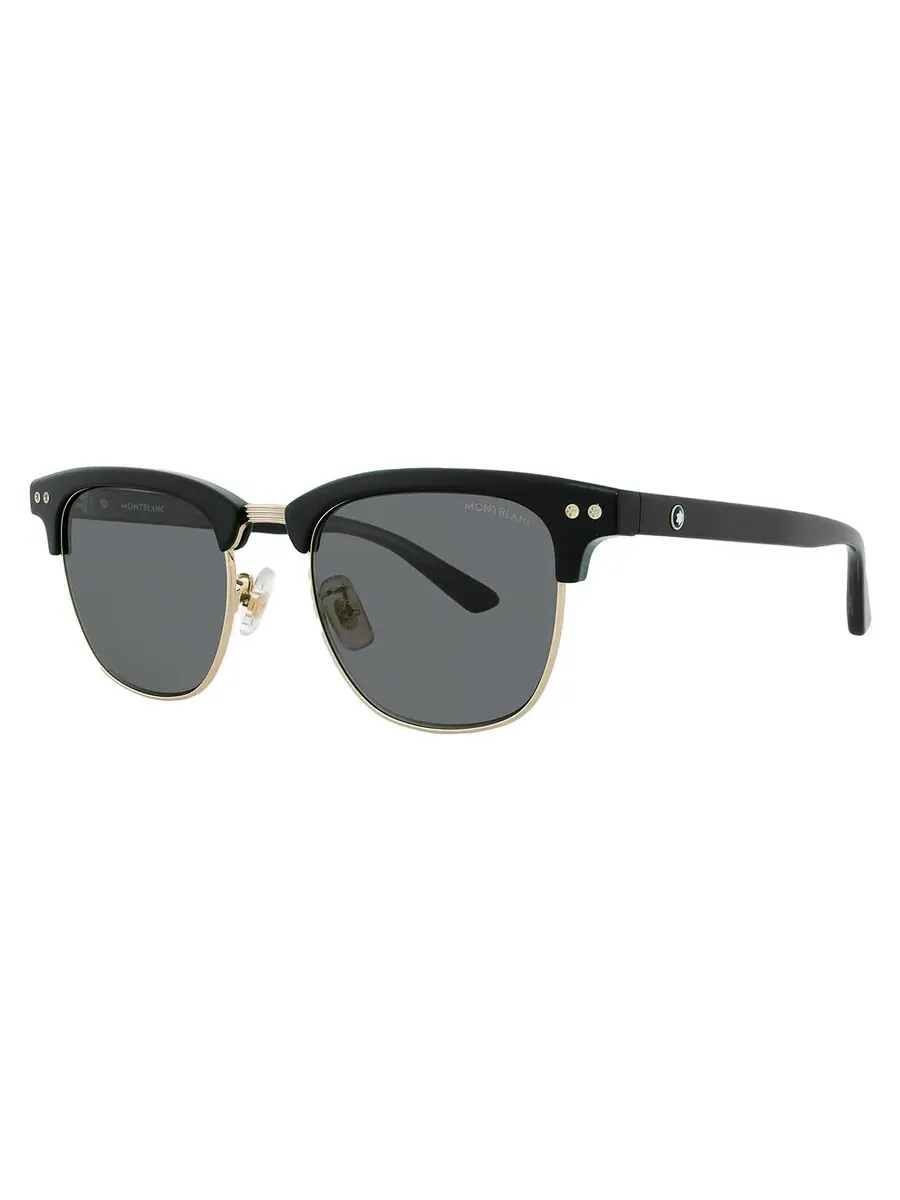 Солнцезащитные очки для мужчин Montblanc Grey Square MB0382S 001 52 — изображение 2 из 4, черный