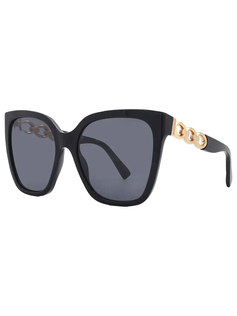 Серые женские солнцезащитные очки Moschino Cat Eye MOS098/S 0807/IR 55 — изображение 3 из 6, черный