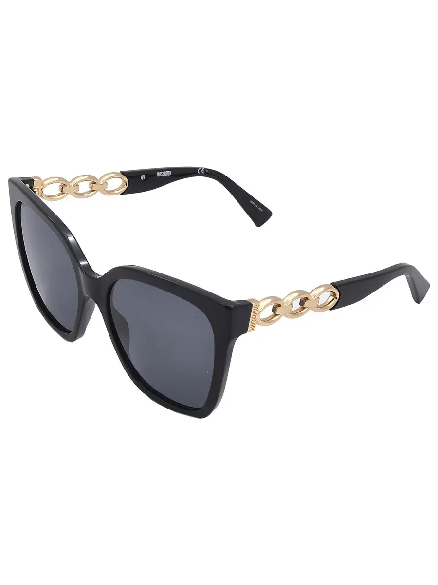 Серые женские солнцезащитные очки Moschino Cat Eye MOS098/S 0807/IR 55 — изображение 5 из 6, черный