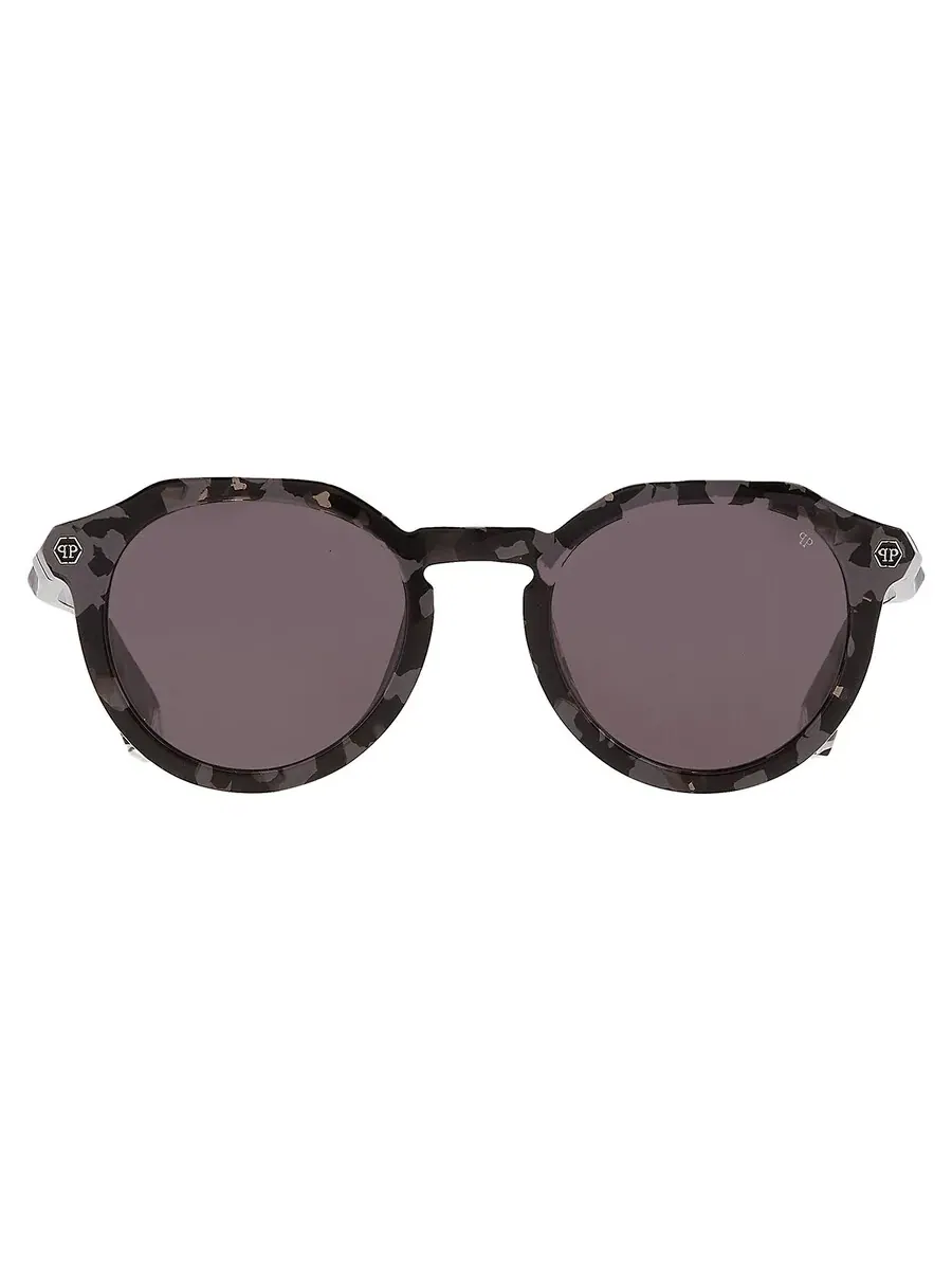 Мужские солнцезащитные очки Philipp Plein Grey Oval SPP002M 721Y 51 — серый