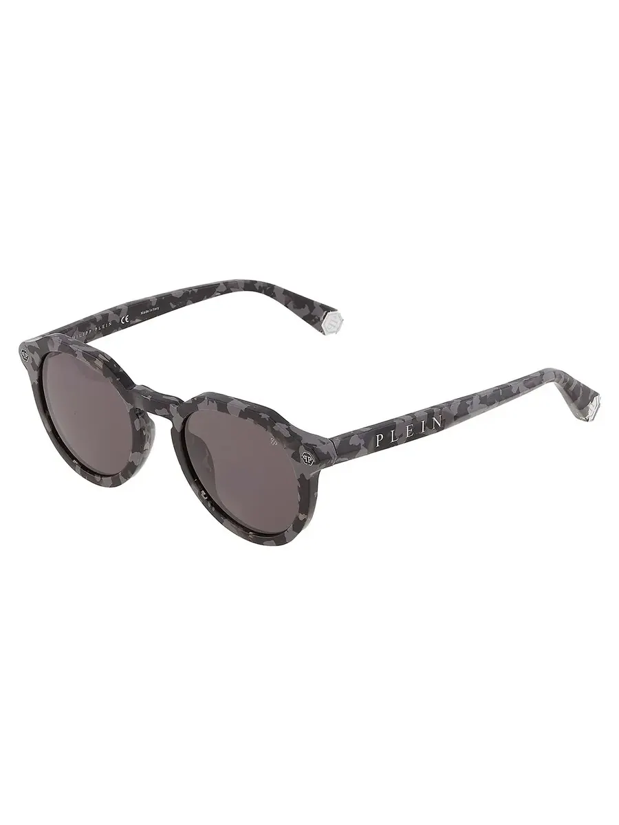 Мужские солнцезащитные очки Philipp Plein Grey Oval SPP002M 721Y 51 — изображение 3 из 4, серый