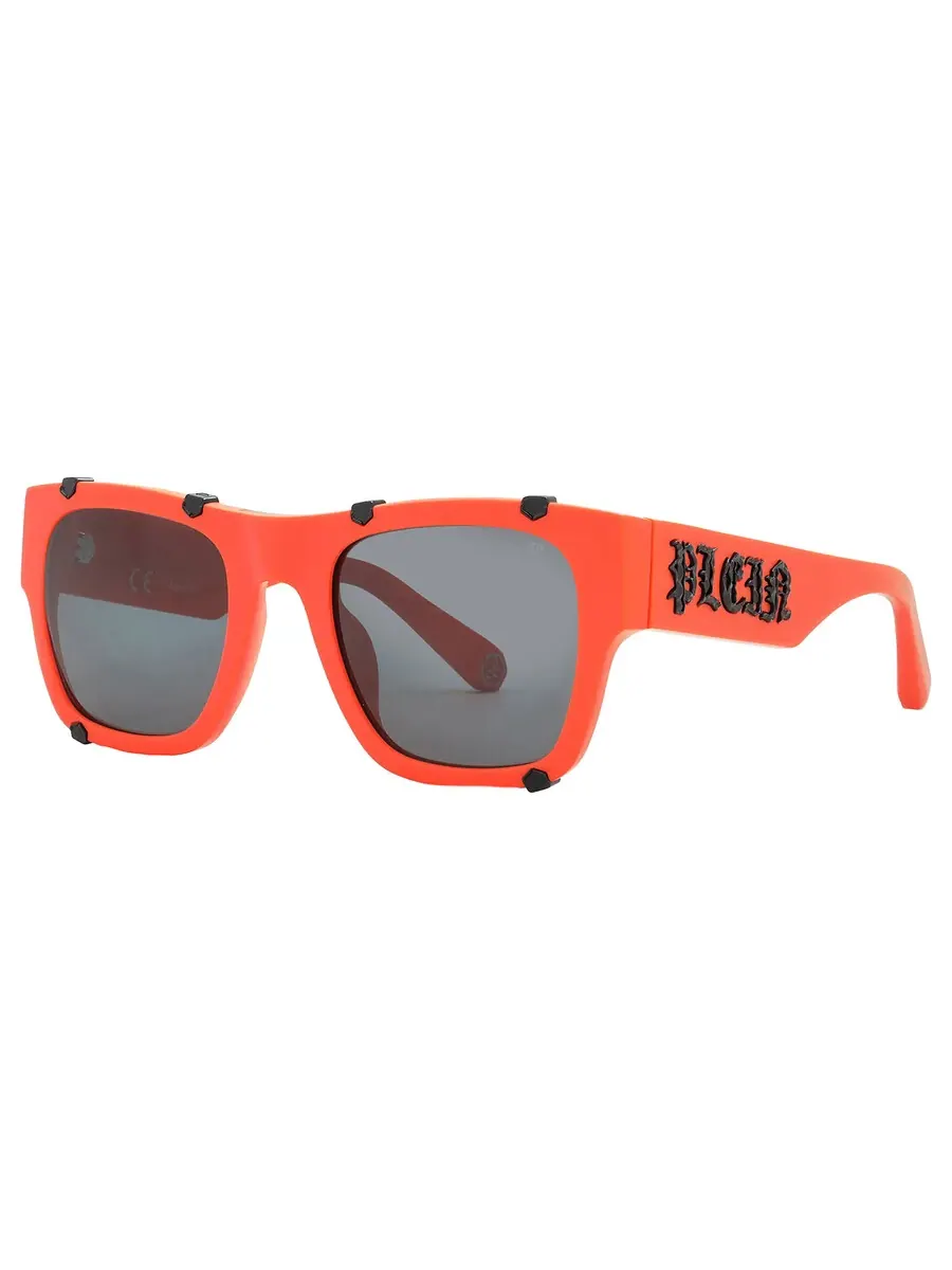 Серые универсальные солнцезащитные очки Philipp Plein Square SPP042W V47F 54 — изображение 3 из 5, оранжевый