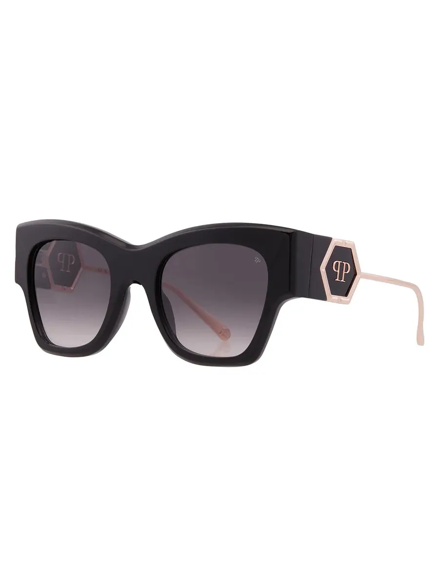 Женские солнцезащитные очки Philipp Plein Smoke Butterfly SPP120M 0700 53 — изображение 2 из 4, черный