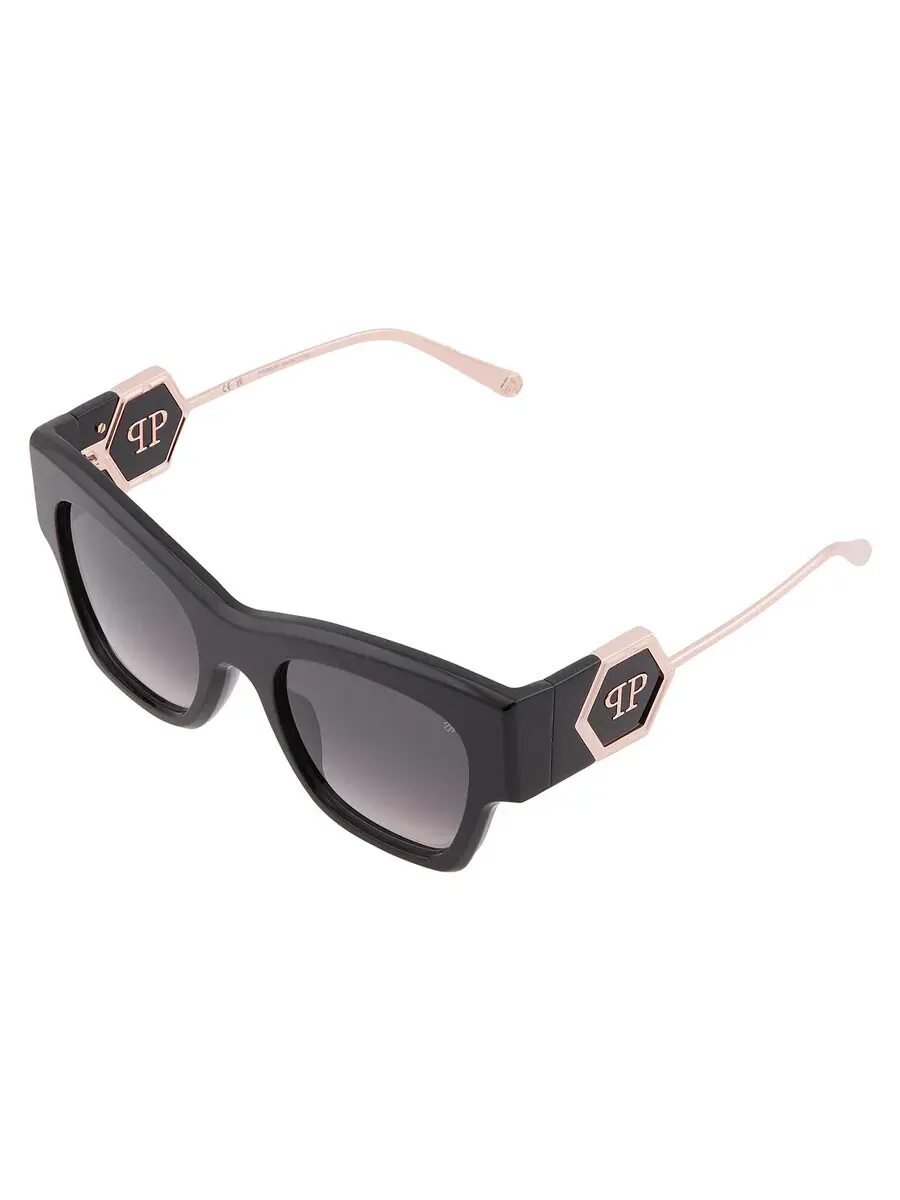 Женские солнцезащитные очки Philipp Plein Smoke Butterfly SPP120M 0700 53 — изображение 3 из 4, черный