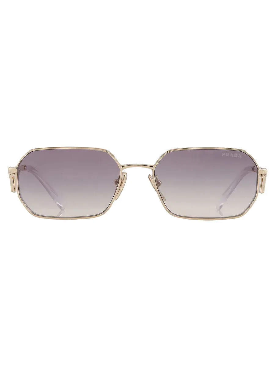 Женские солнцезащитные очки Prada Blue Gradient Mirror Silver Geometric PR A51S ZVN30C 58 — золотистый