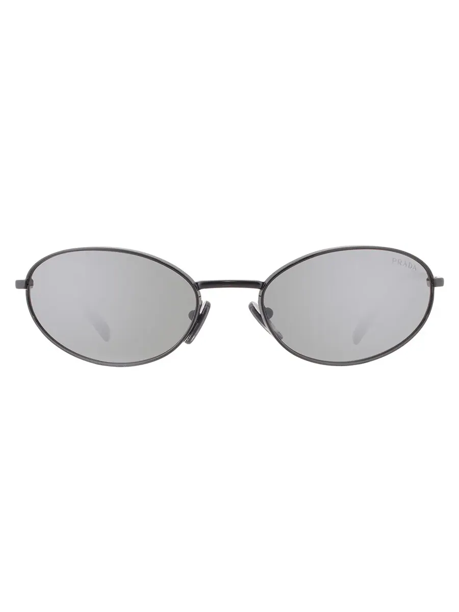 Серебряные овальные женские солнцезащитные очки Prada PR A59S 1AB60G 59 — изображение 1 из 5, черный