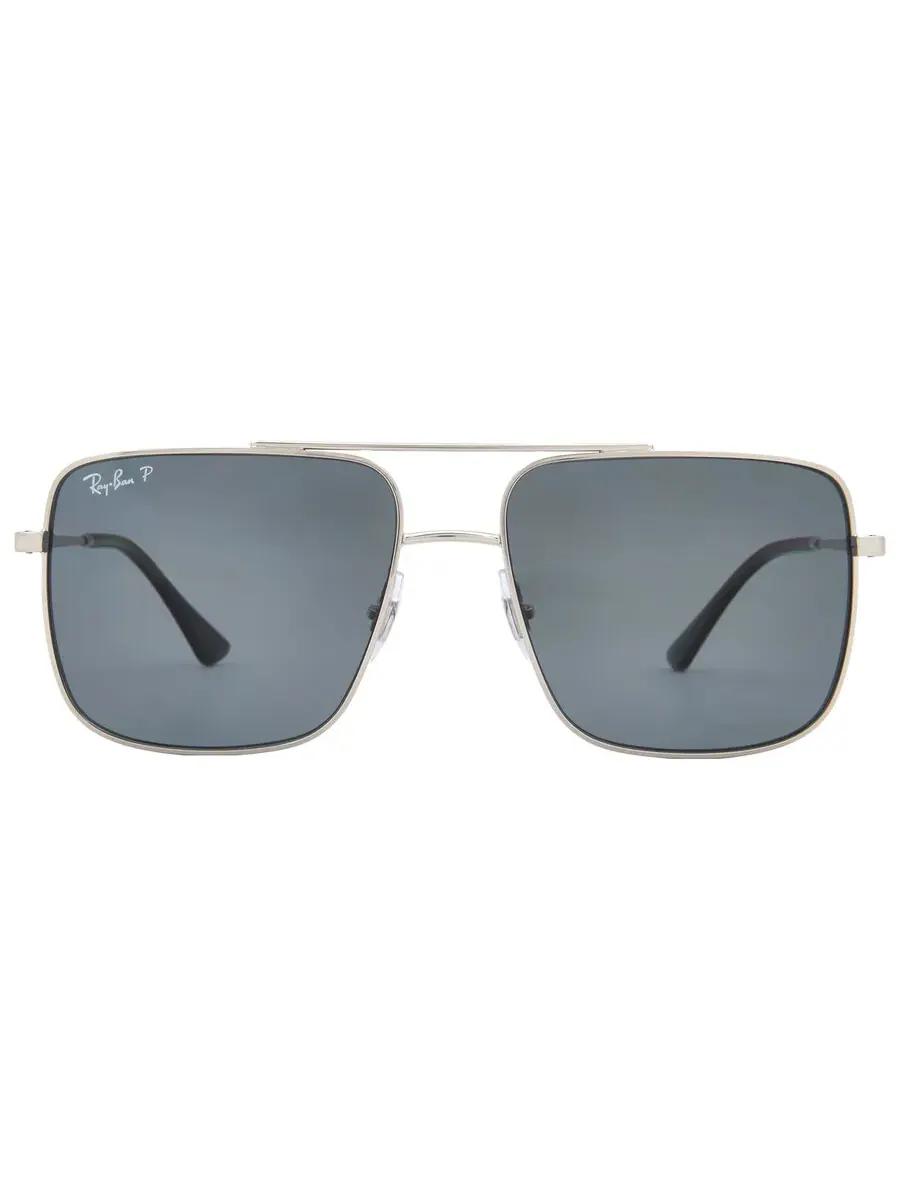 Солнцезащитные очки Ray Ban ARI поляризованные темно-серые квадратные унисекс RB3758 003/81 56 Ray-Ban — серебристый