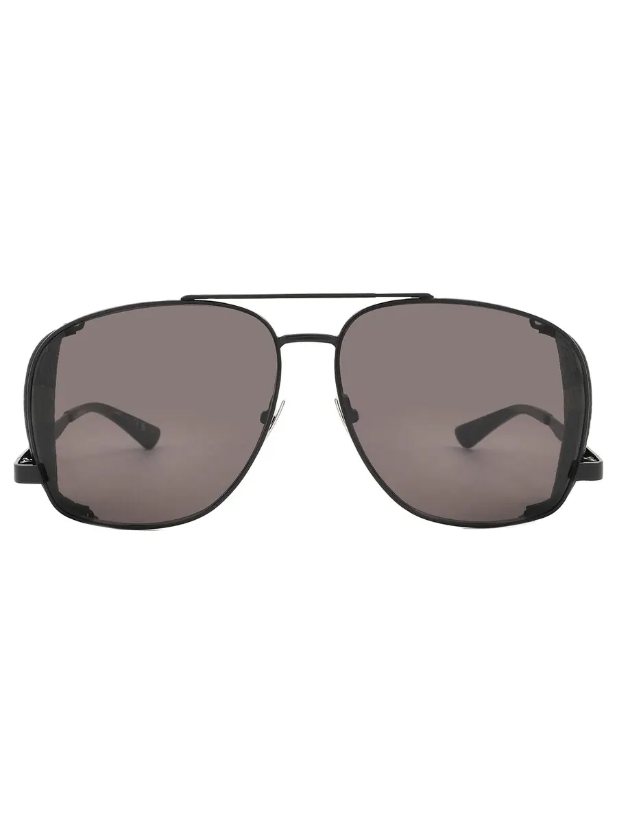 Мужские солнцезащитные очки Saint Laurent Black Pilot SL 653 LEON LEATHER SPOILER 002 59 — черный