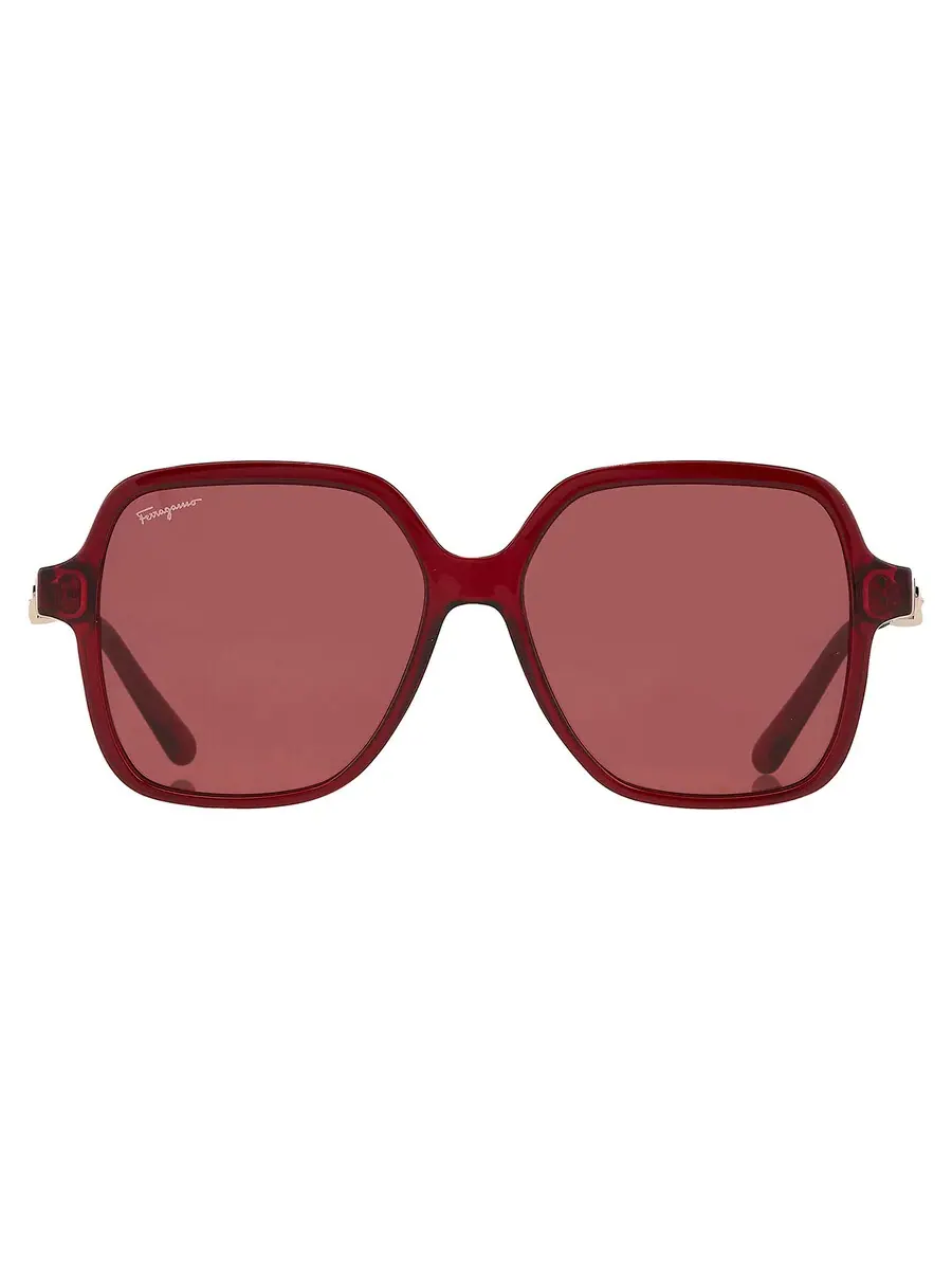 Женские солнцезащитные очки Salvatore Ferragamo Burgundy Square SF1083S 612 57 — изображение 1 из 5, красный