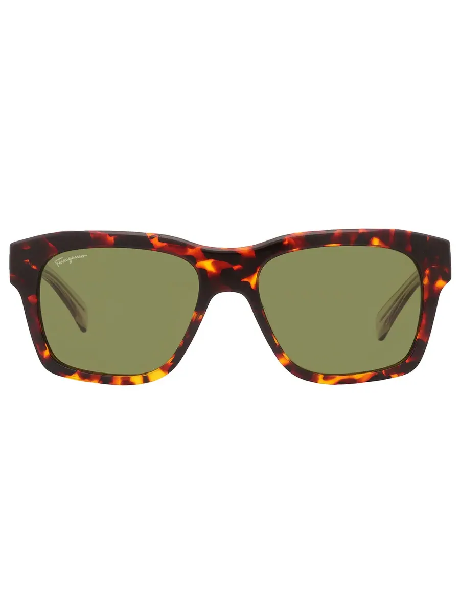 Мужские солнцезащитные очки Salvatore Ferragamo Green Square SF1087S 219 56 — изображение 1 из 4, зеленый