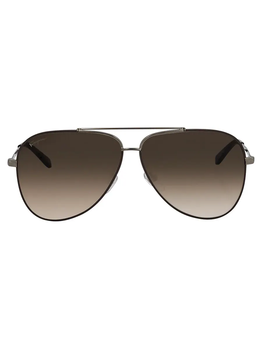Солнцезащитные очки Salvatore Ferragamo коричневые пилот унисекс SF131S 211 60 — изображение 1 из 3, коричневый