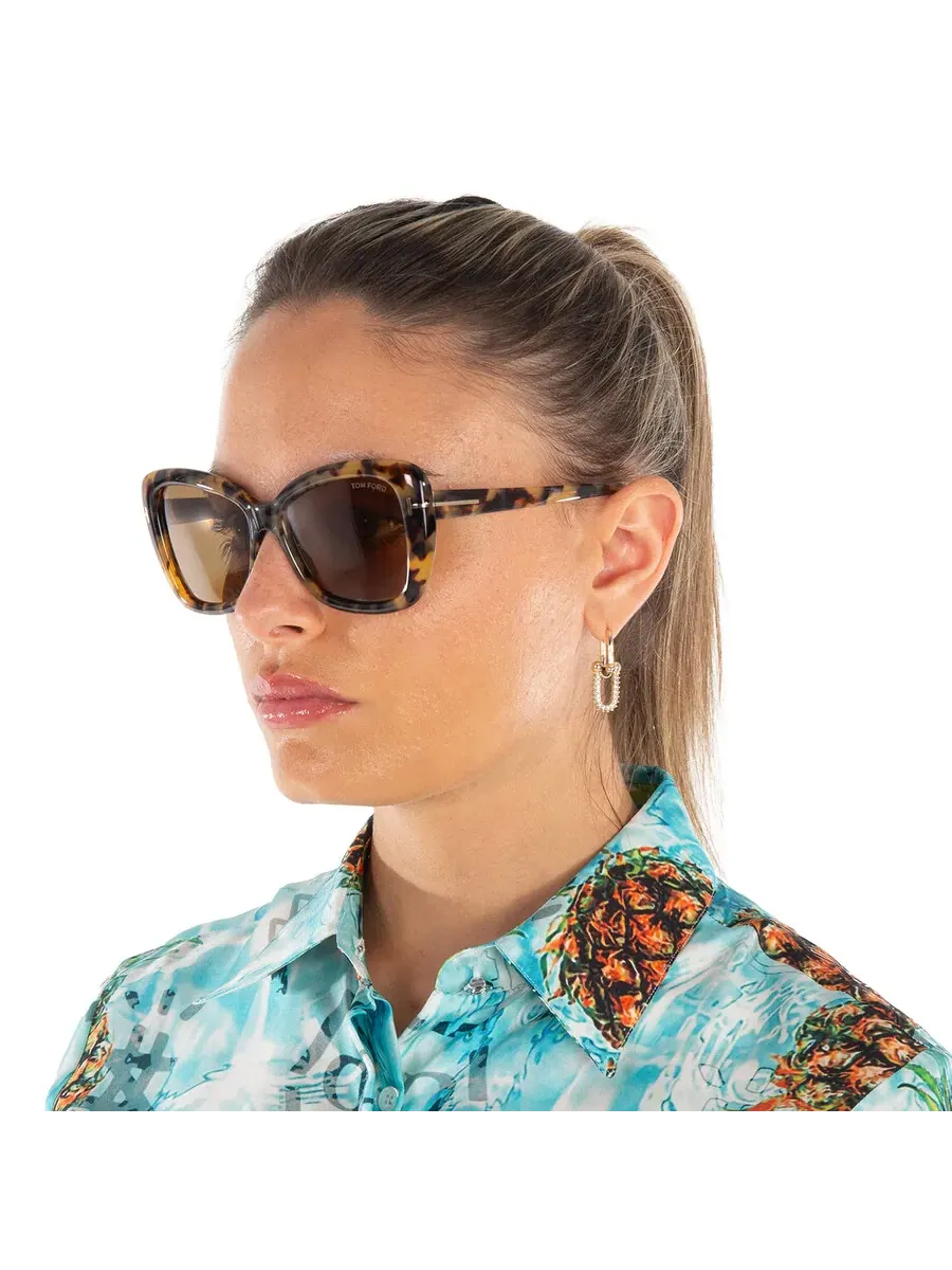 Женские солнцезащитные очки Tom Ford Maeve Roviex Butterfly FT1008 55J 55 — изображение 2 из 5, коричневый