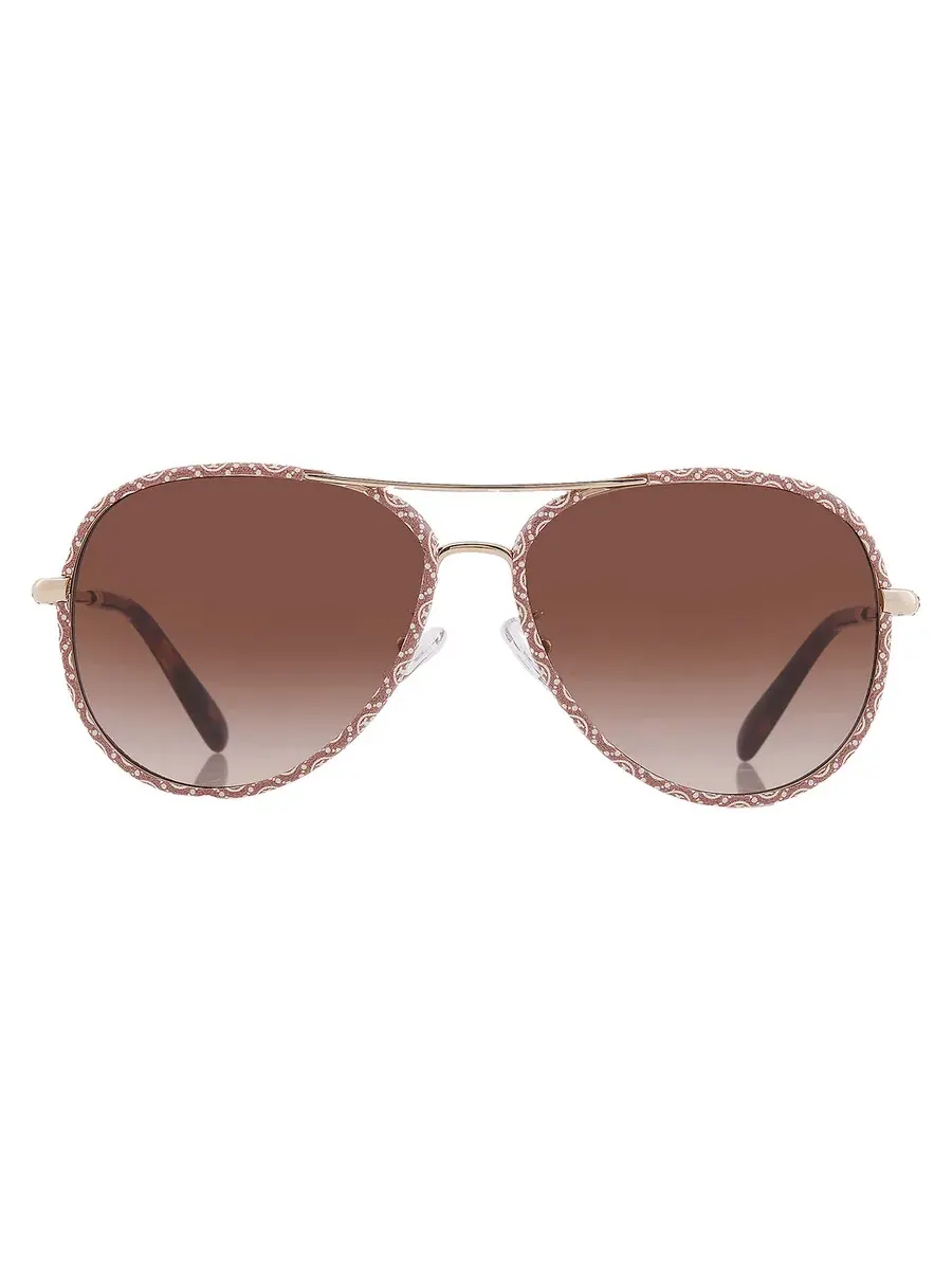 Женские солнцезащитные очки Tory Burch коричнево-градиентные Pilot TY6114 336013 58 — изображение 1 из 5, светлый золотистый