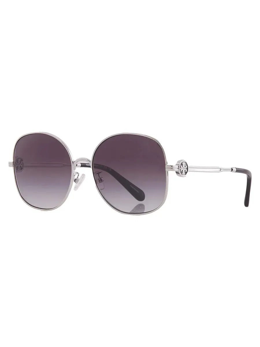 Серые градиентные круглые женские солнцезащитные очки Tory Burch TY6112 32748G 56 — изображение 2 из 5, серебряный