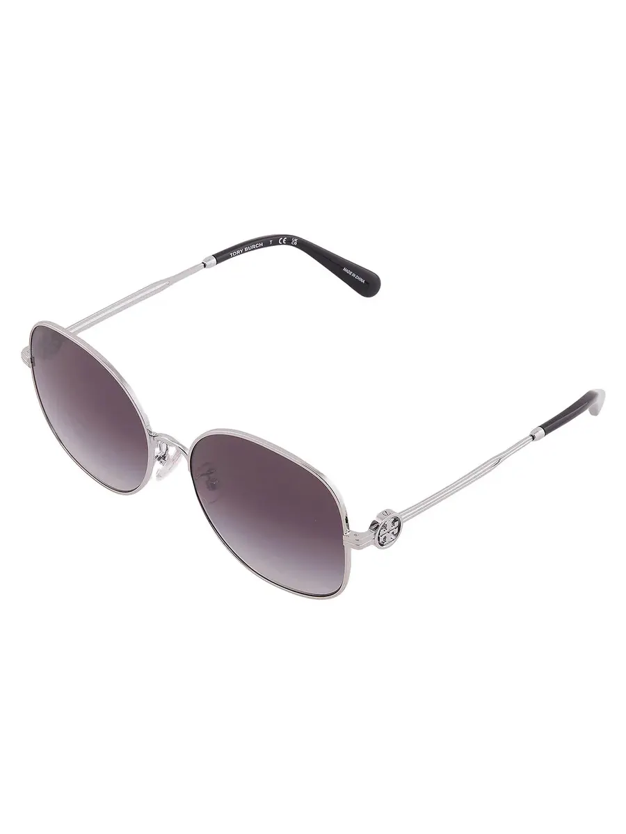 Серые градиентные круглые женские солнцезащитные очки Tory Burch TY6112 32748G 56 — изображение 3 из 5, серебряный