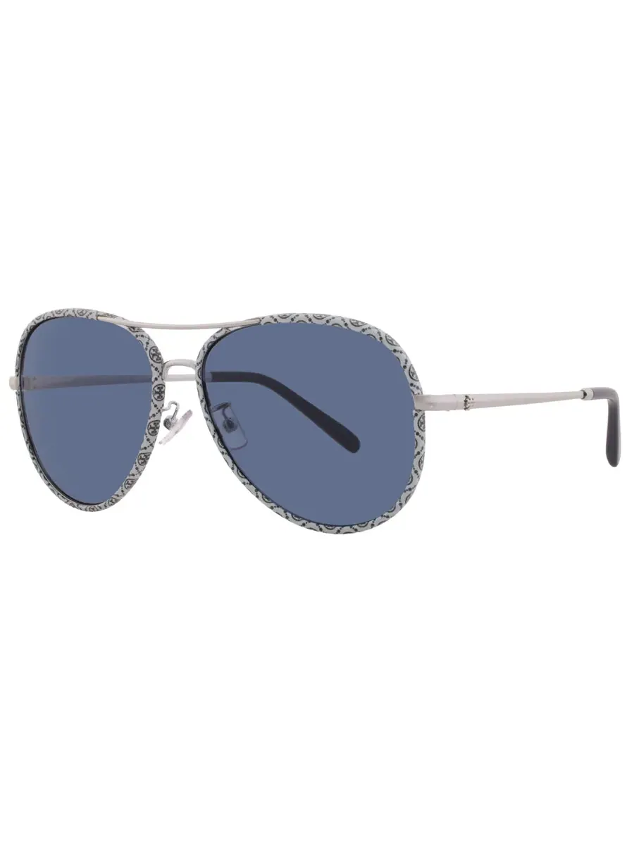 Солнцезащитные очки женские Tory Burch Navy Blue Pilot TY6114 32744L 60 — изображение 2 из 5, серебряный