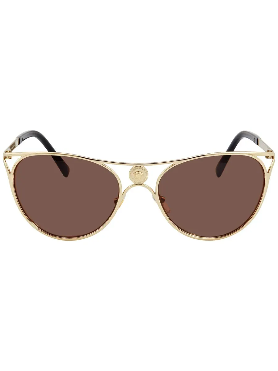 Женские солнцезащитные очки Versace Dark Brown Butterfly VE2237 125273 57 — изображение 1 из 4, бледный золотистый