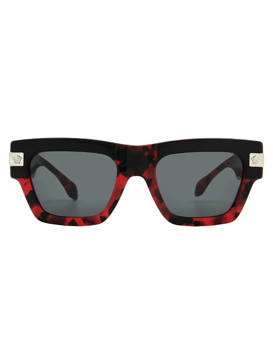 Мужские прямоугольные солнцезащитные очки Versace Dark Grey VE4464 545787 52 — изображение 1 из 5, черный/красный