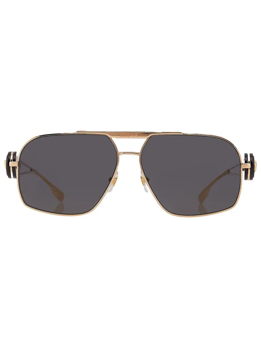 Мужские солнцезащитные очки Versace Grey Navigator VE2269 100287 62 — изображение 1 из 6, золото