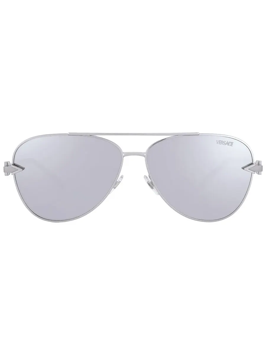 Мужские солнцезащитные очки Versace Light Grey Silver Mirror Pilot VE2283 10006G 61 — изображение 1 из 5, серебряный