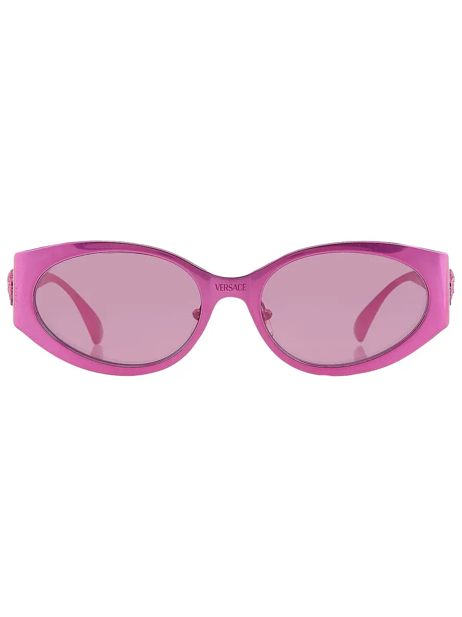 Женские солнцезащитные очки Versace Violet Mirror Silver Oval VE2263 1503AK 56 — изображение 1 из 6, фиолетовый