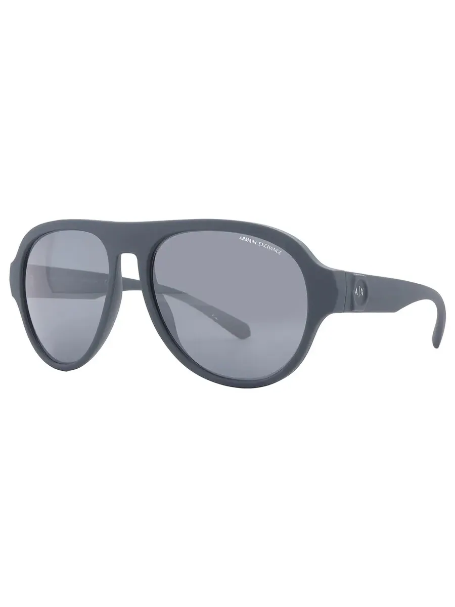 Мужские солнцезащитные очки Armani Exchange Grey Mirror Pilot AX4126SU 83016G 58 — изображение 2 из 5, темный зеленый