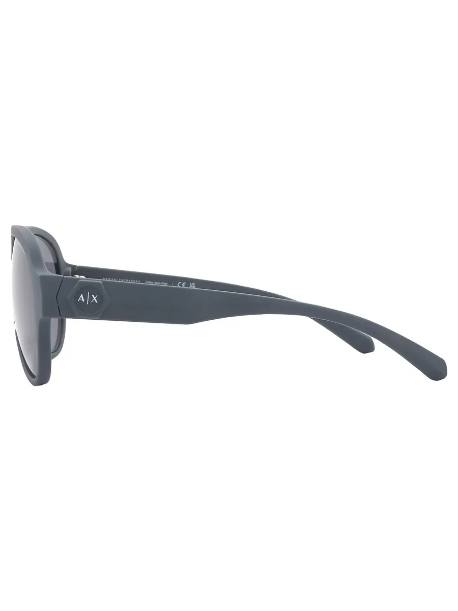 Мужские солнцезащитные очки Armani Exchange Grey Mirror Pilot AX4126SU 83016G 58 — изображение 3 из 5, темный зеленый