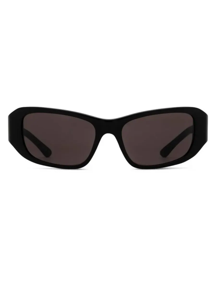 Серые прямоугольные унисекс-солнцезащитные очки Balenciaga BB0365S 001 57 — изображение 1 из 3, черный
