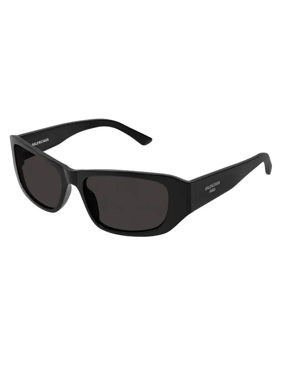 Серые прямоугольные унисекс-солнцезащитные очки Balenciaga BB0365S 001 57 — изображение 2 из 3, черный