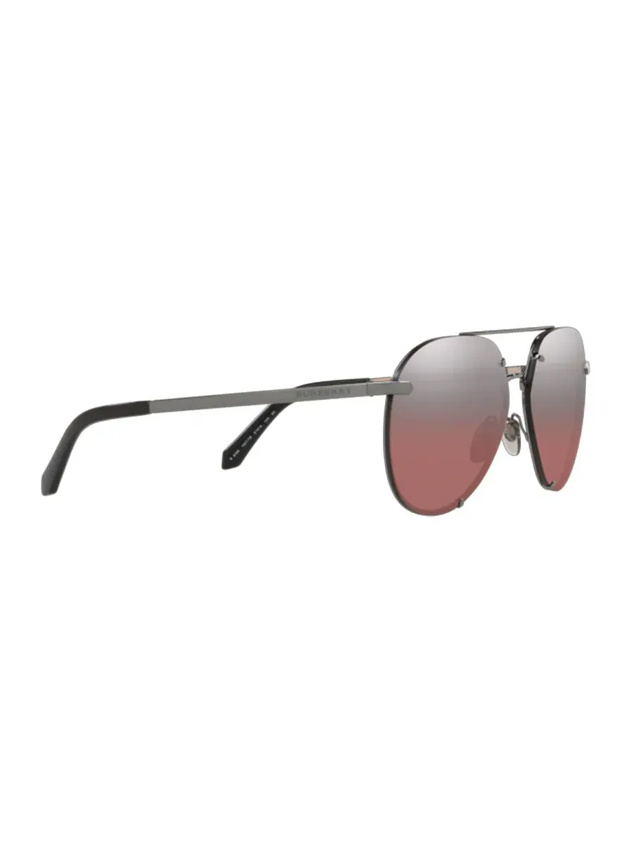 Женские солнцезащитные очки Burberry Pink Mirror Silver Gradient Pilot 0BE3099 10577E 55 — изображение 3 из 4, серебристый