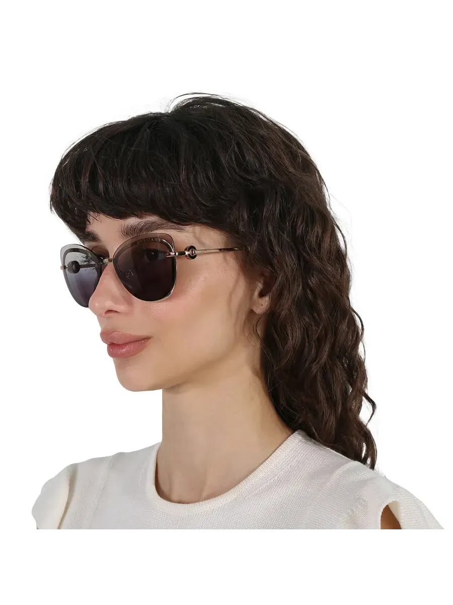Женские солнцезащитные очки Bvlgari Gray Gradient Butterfly BV6182B 20148G 60 — изображение 2 из 5, розовый золотистый