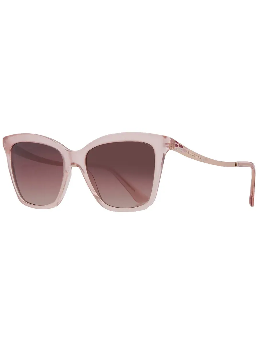Женские солнцезащитные очки Bvlgari Brown Gradient Purple Cat Eye BV8257 5527E2 54 — изображение 2 из 4, прозрачный розовый