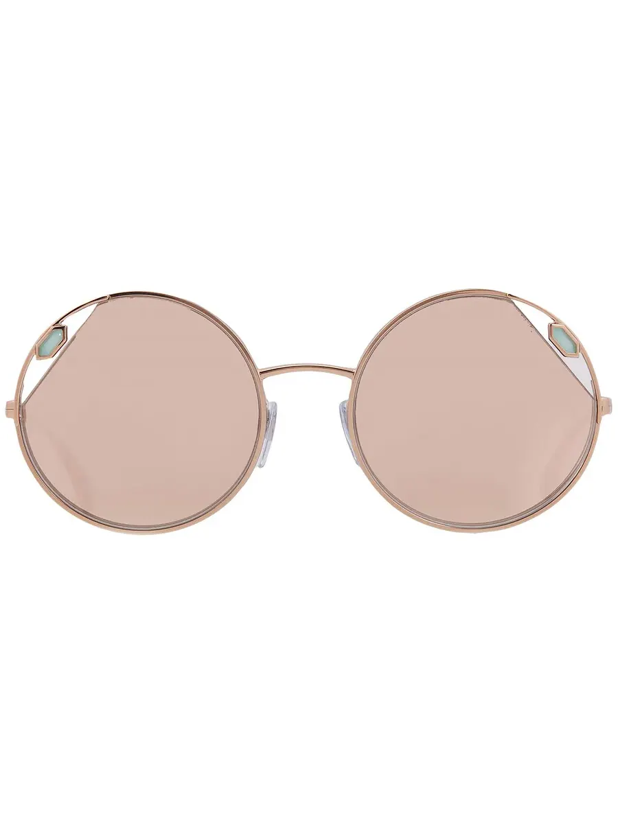 Женские солнцезащитные очки Bvlgari Clear Mirror Rose Gold, круглые BV6159 20144Z 54 — изображение 1 из 4, розовый золотистый