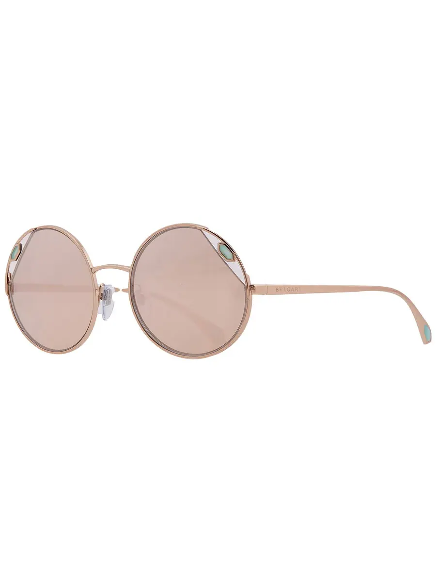 Женские солнцезащитные очки Bvlgari Clear Mirror Rose Gold, круглые BV6159 20144Z 54 — изображение 2 из 4, розовый золотистый